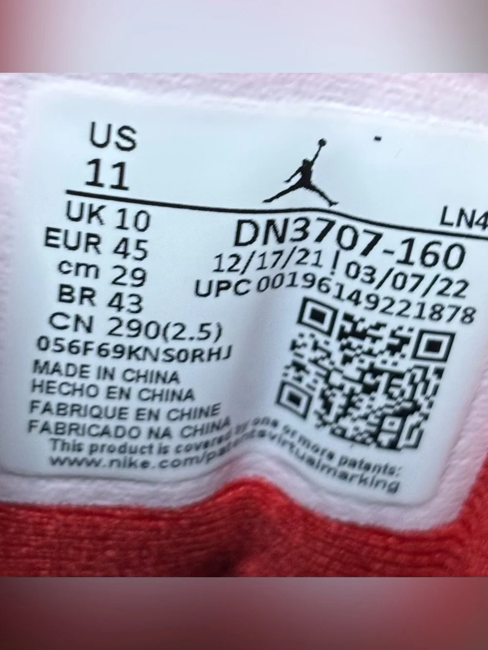 Jordan 3 Retro Fire Red 2022 Size 11